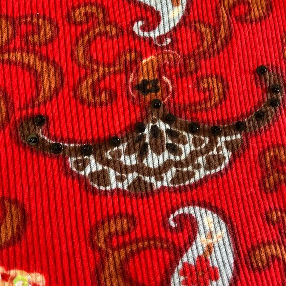 Y2K 2000s Red Graphic Beaded Baby T Grunge Punk XXL - Picture 3 of 7